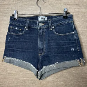 Paige Denim Margot Short 27 Destructed Denim Dark Wash Cutoffs High rise