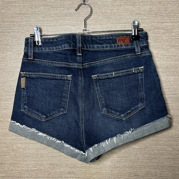 Paige Denim Margot Short 27 Destructed Denim Dark Wash Cutoffs High rise
