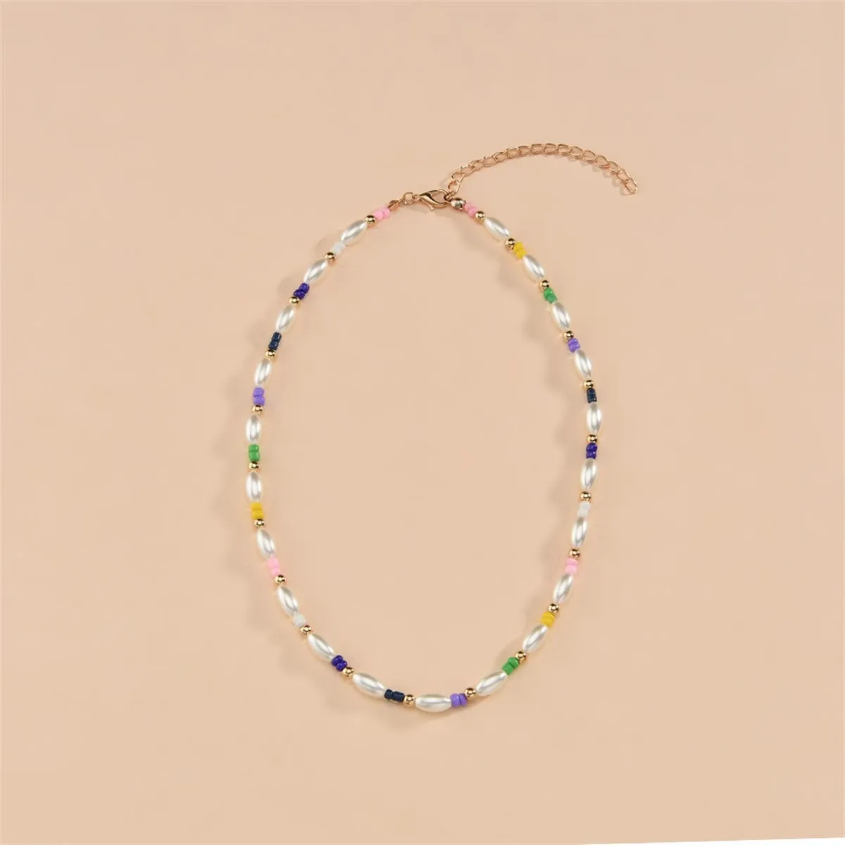Pastel Howlite & Pearl 18K Gold-Plated Beaded Necklace