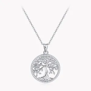 Pave 1mm Round Moissanite Tree of Life Pendant Necklace