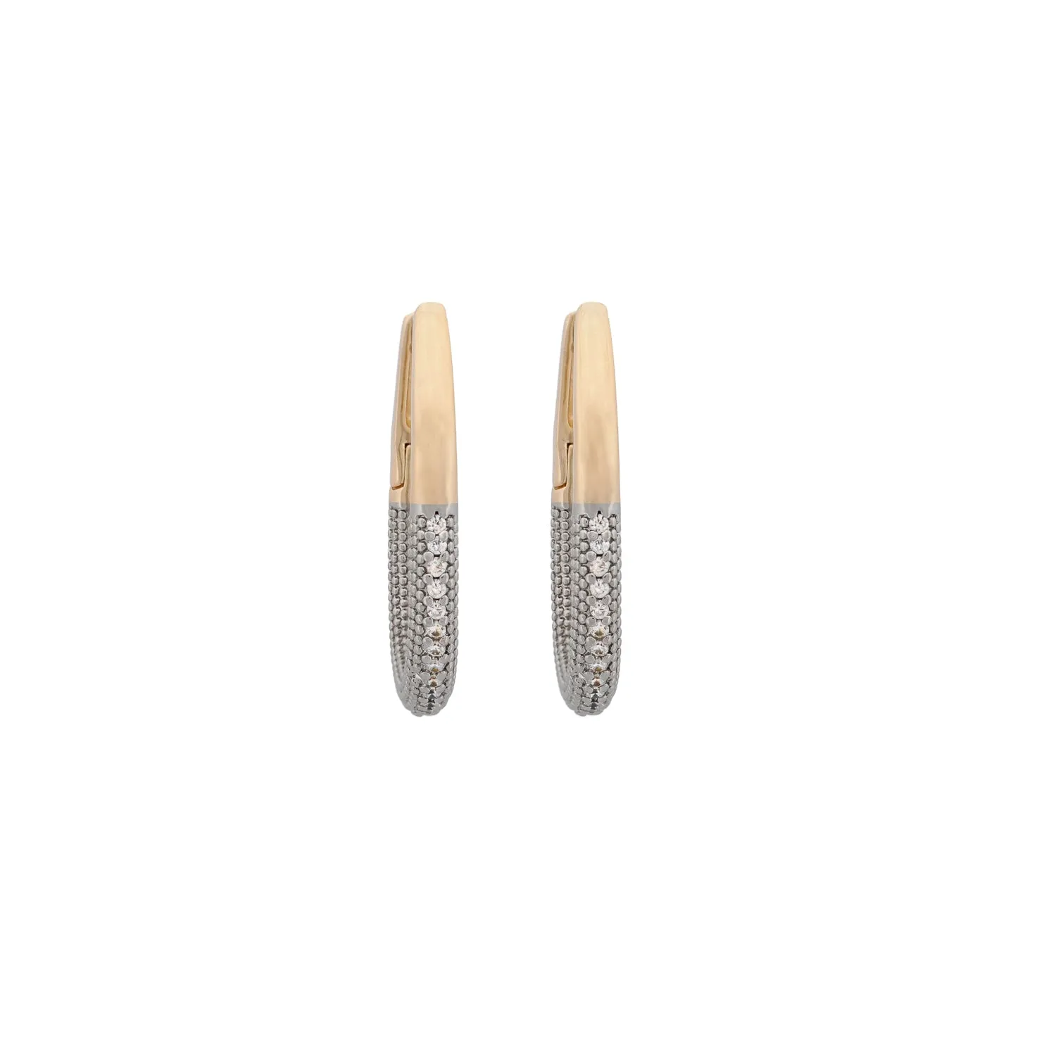 Pave Diamonds Gold Hoop Mid Size Earrings