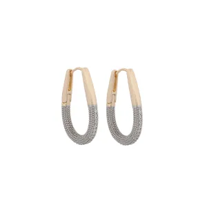 Pave Diamonds Gold Hoop Mid Size Earrings