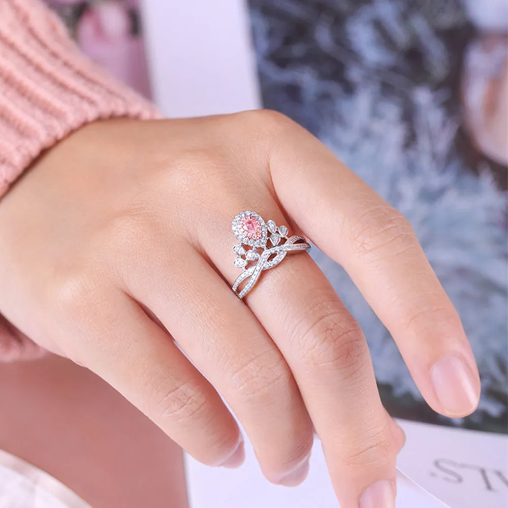 Pear Shaped Pink Diamond Tiara Crown Ring