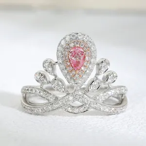 Pear Shaped Pink Diamond Tiara Crown Ring