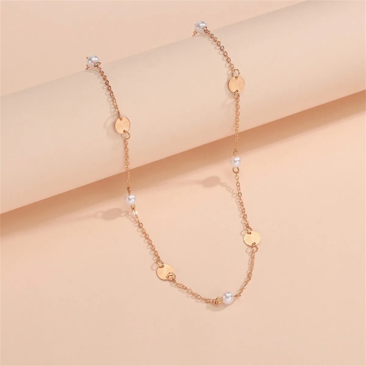 Pearl & 18K Gold-Plated Sequin-Disc Station Necklace