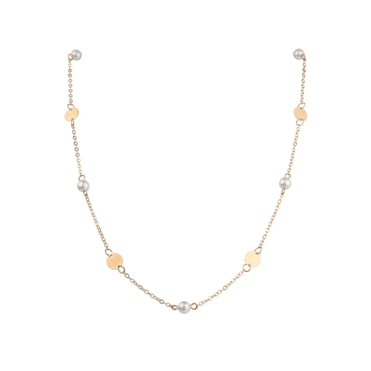 Pearl & 18K Gold-Plated Sequin-Disc Station Necklace