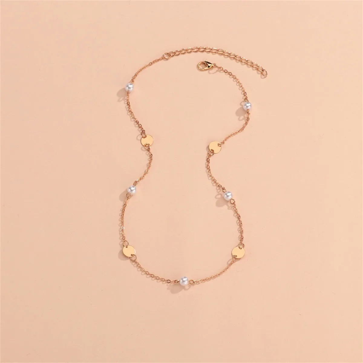 Pearl & 18K Gold-Plated Sequin-Disc Station Necklace
