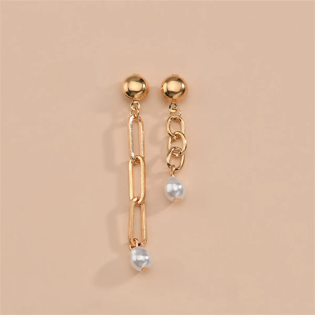 Pearl & 18K Gold-Plated Stretch Rings & Drop Earrings