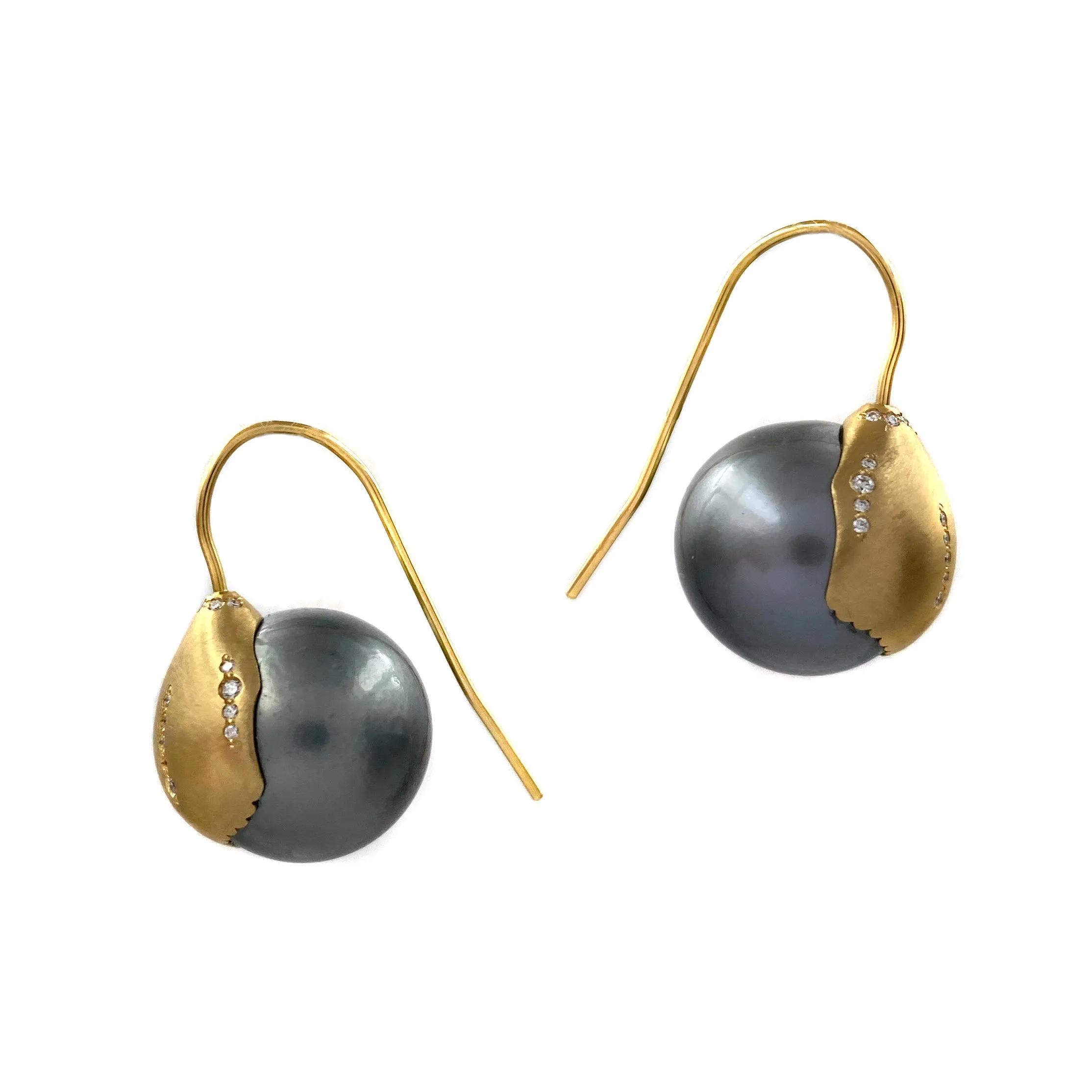 Pearl & Diamond Platy Earrings