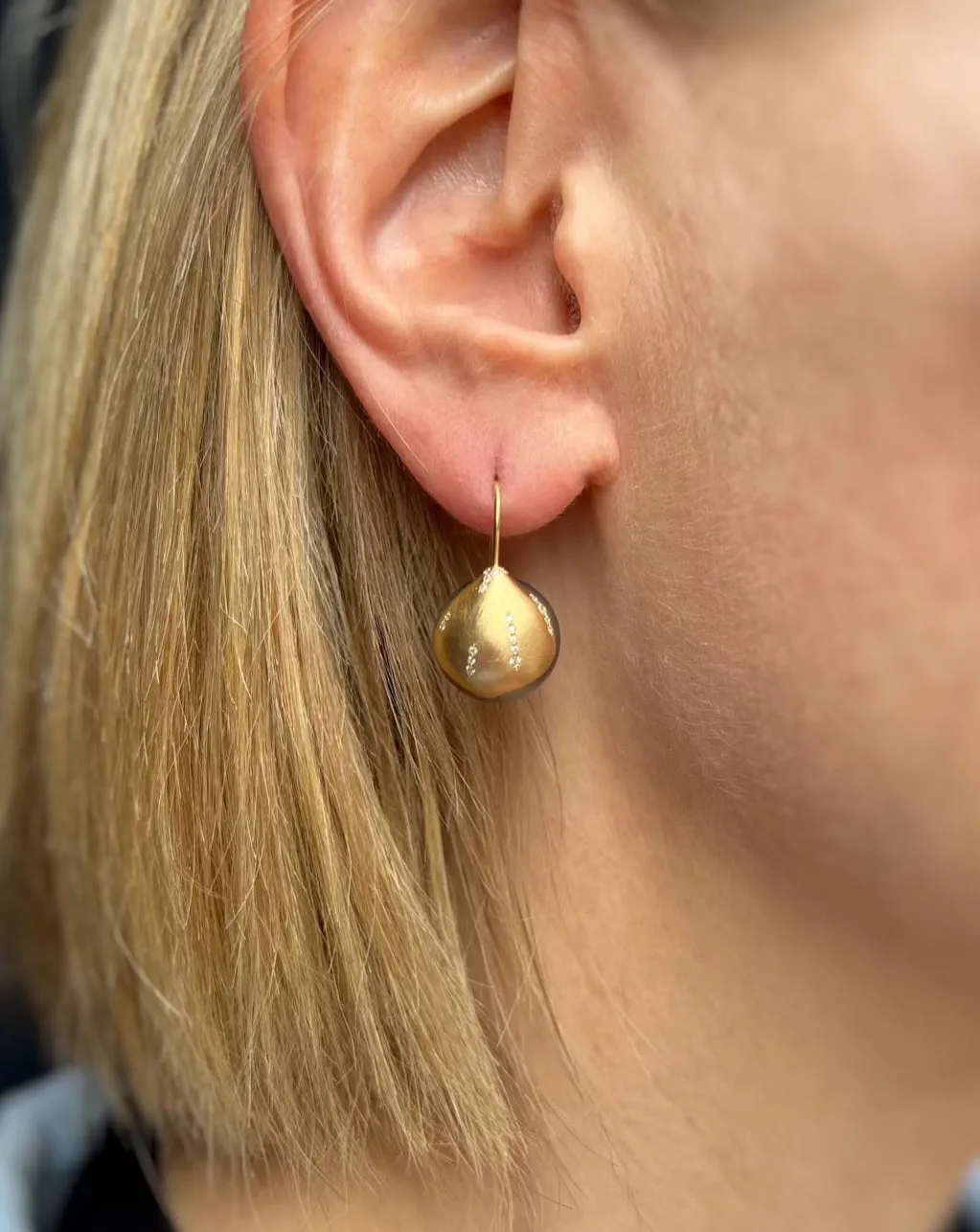 Pearl & Diamond Platy Earrings