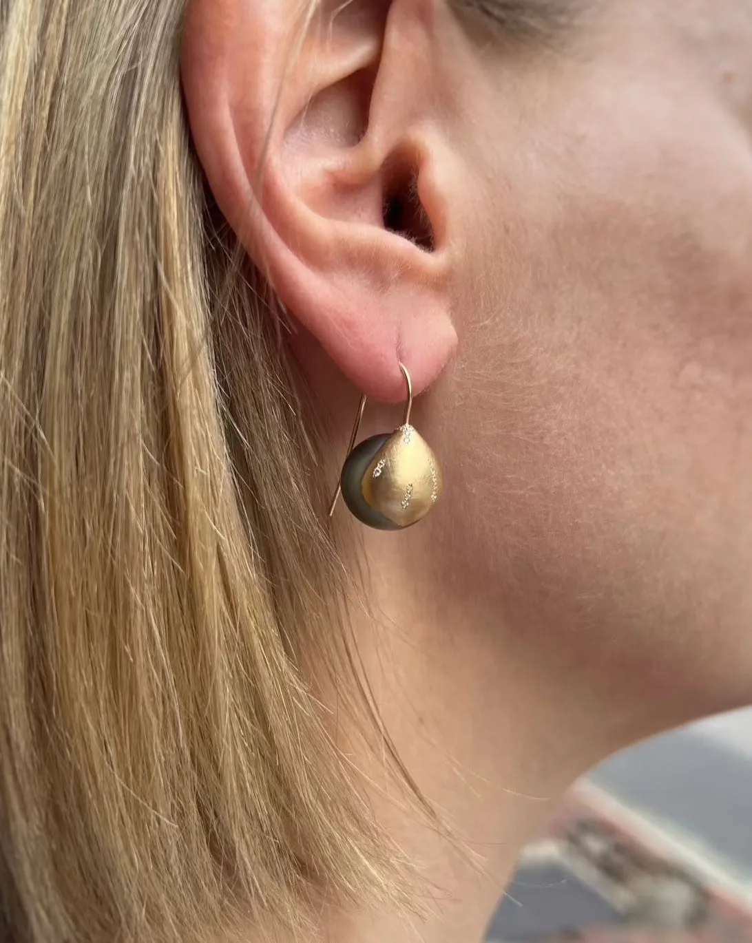 Pearl & Diamond Platy Earrings