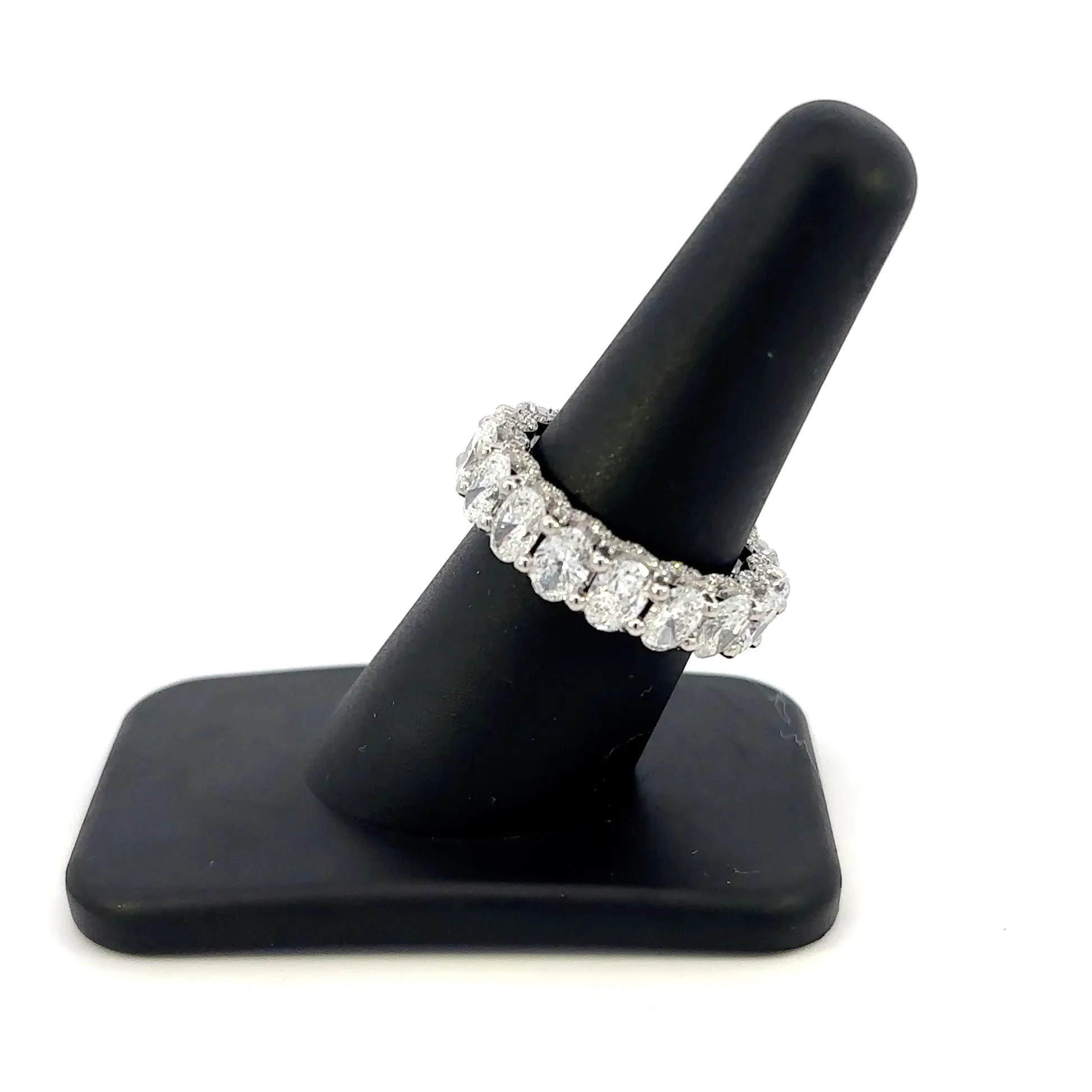 Platinum Eternity Band with Oval Diamonds