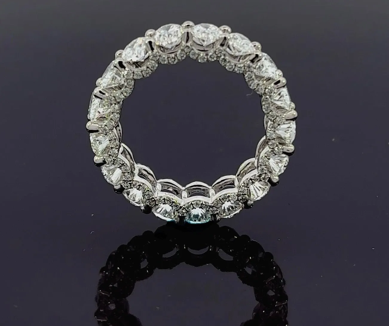 Platinum Eternity Band with Oval Diamonds