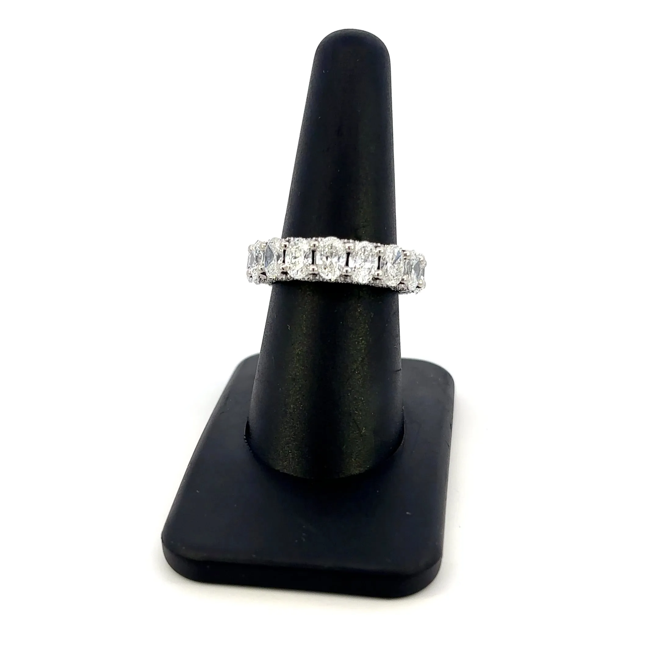 Platinum Eternity Band with Oval Diamonds