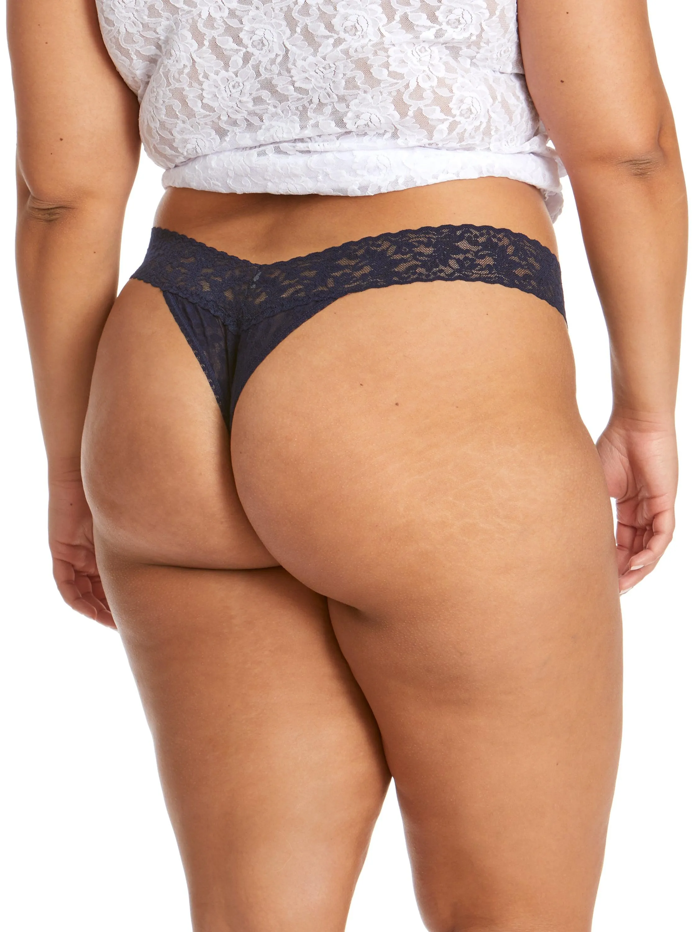 Plus Size Signature Lace® Original Rise Thong Navy