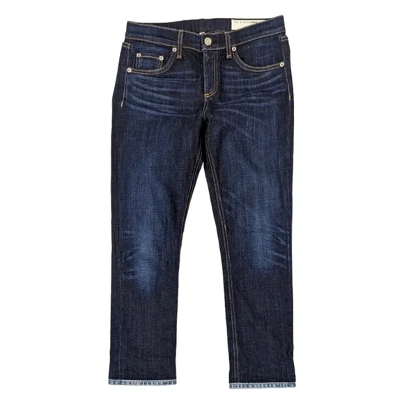 Rag &amp; Bone Cropped Serrano Jeans Dark Wash Denim Crop Womens 28 Mid Rise