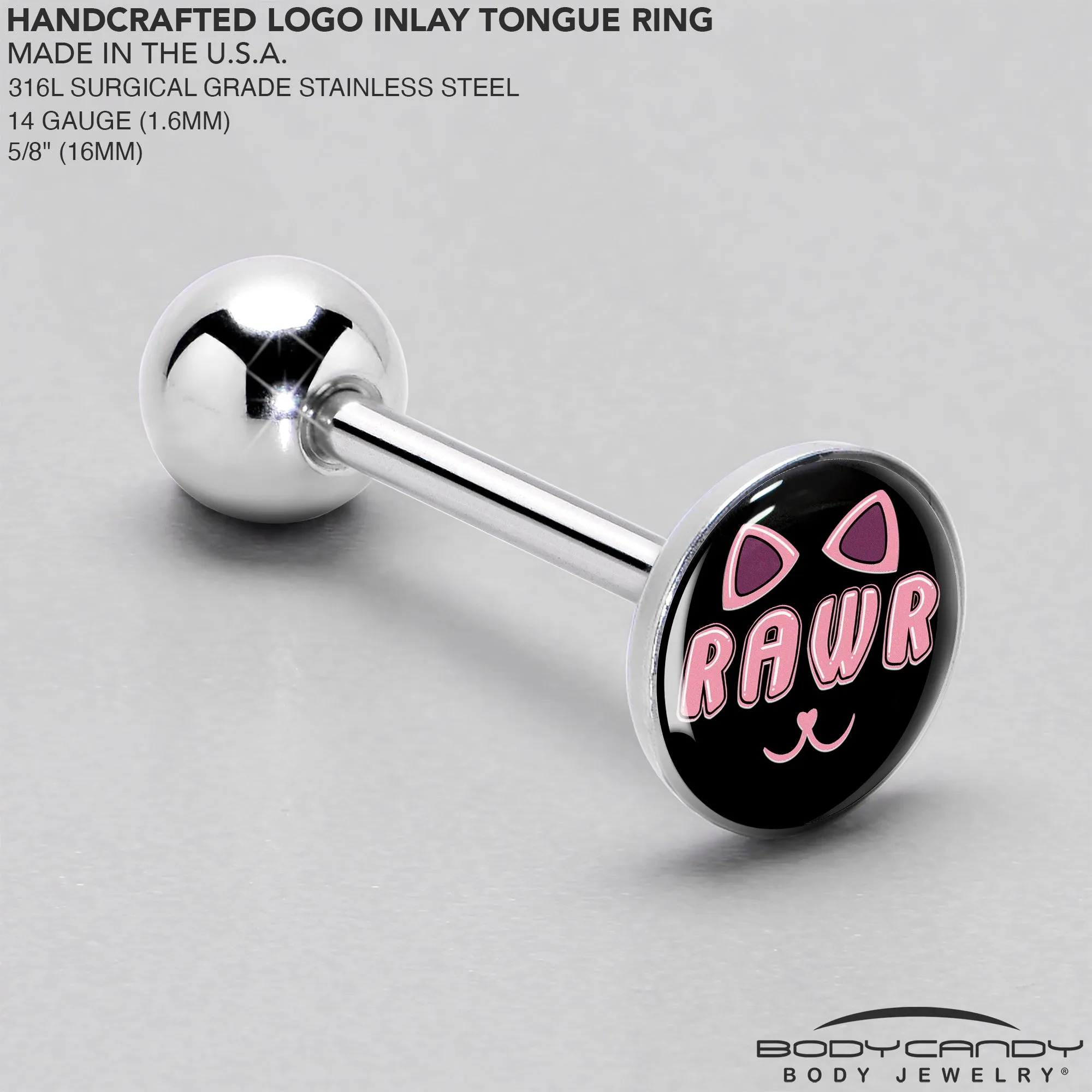 RAWR Kittly Cat Barbell Tongue Ring