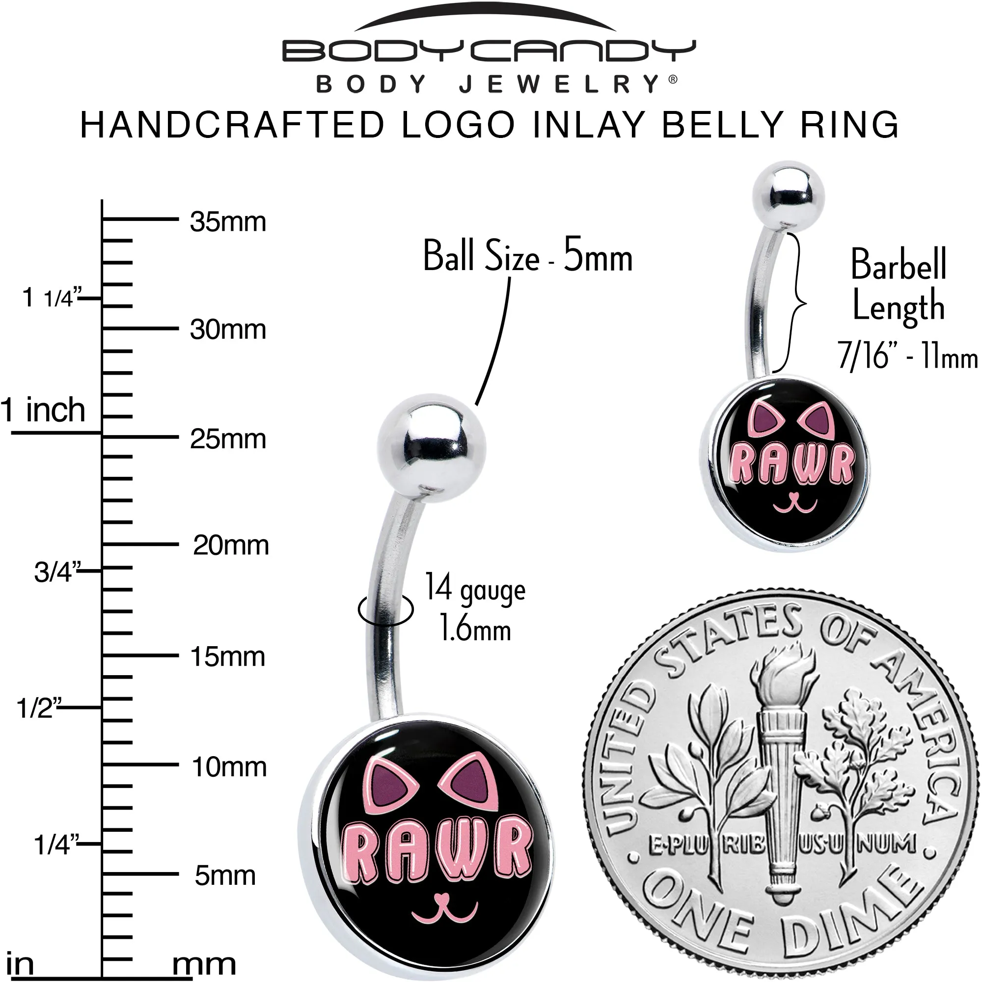 RAWR Kitty Cat Belly Ring
