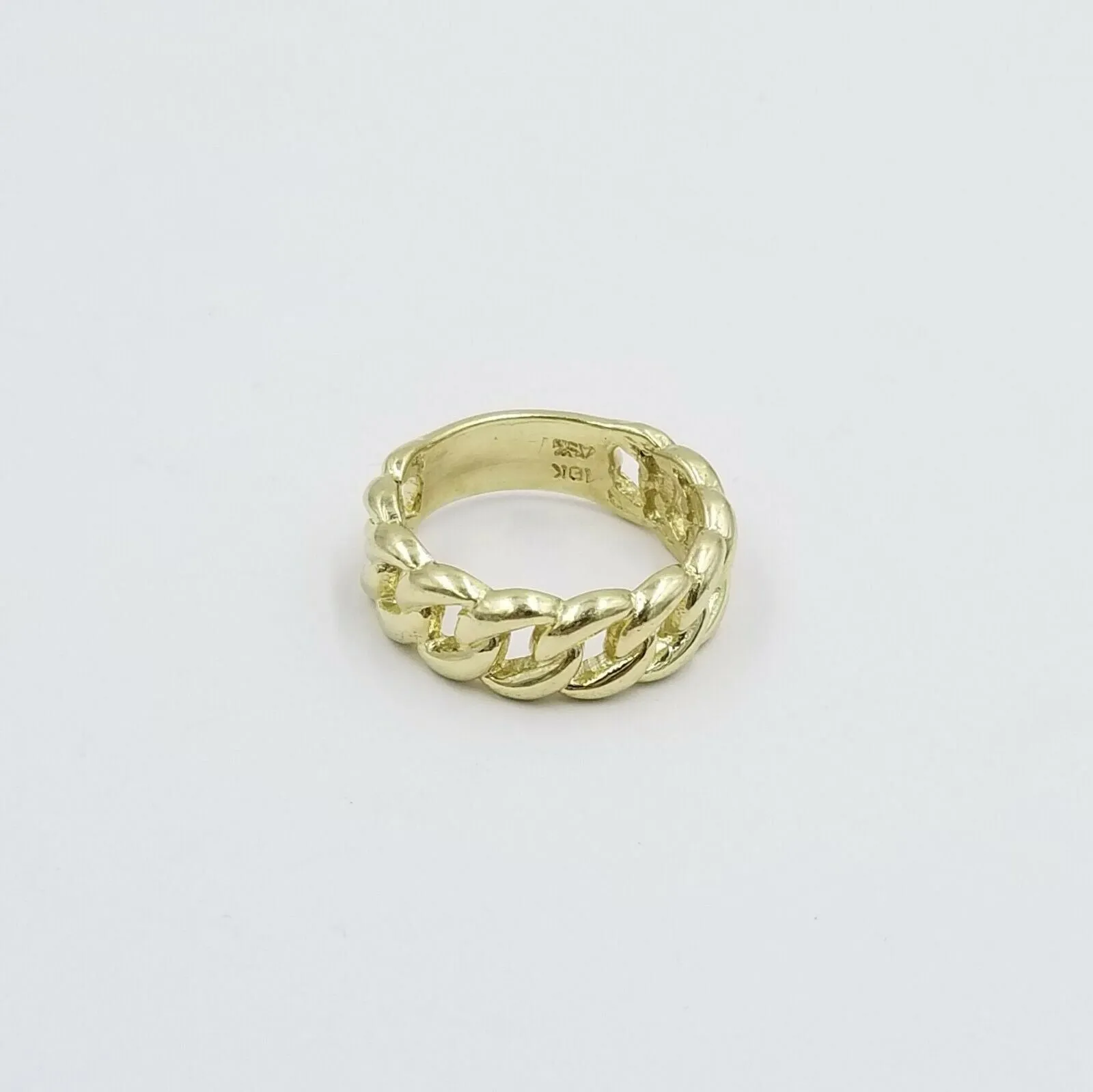 REAL 10K Yellow Gold Miami Cuban Ring Band Style Sizable Rings Men Women Pinky