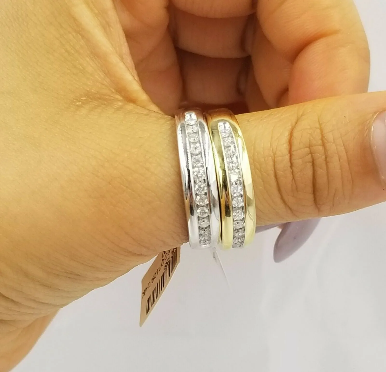 REAL 14k Gold Band Weeding/Engagement Diamond Rings Yellow/White 0.25CT, Sizable