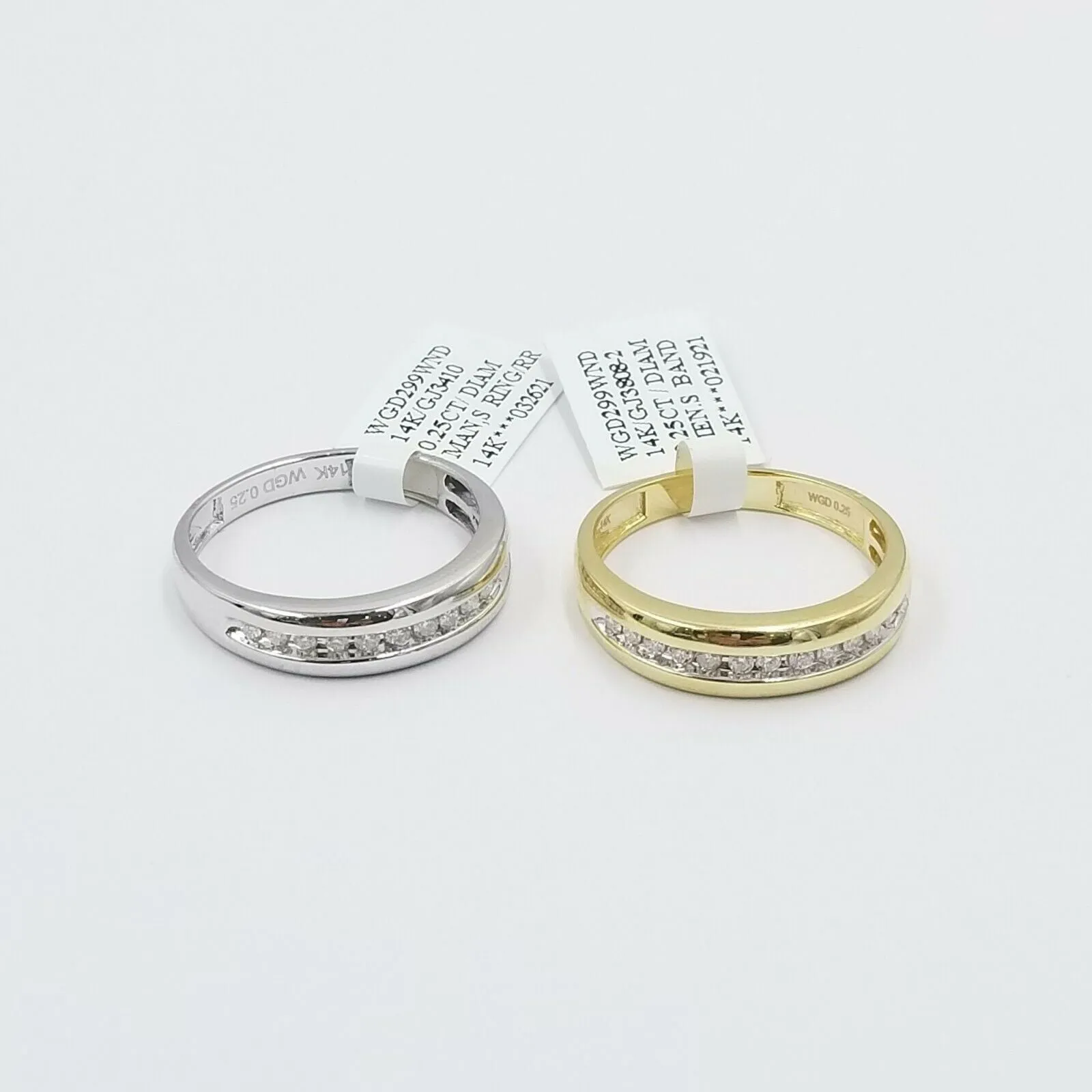 REAL 14k Gold Band Weeding/Engagement Diamond Rings Yellow/White 0.25CT, Sizable