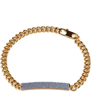 Rebecca Jolie Diamond Dust Bar Pendant Gold Curb Chain Bracelet