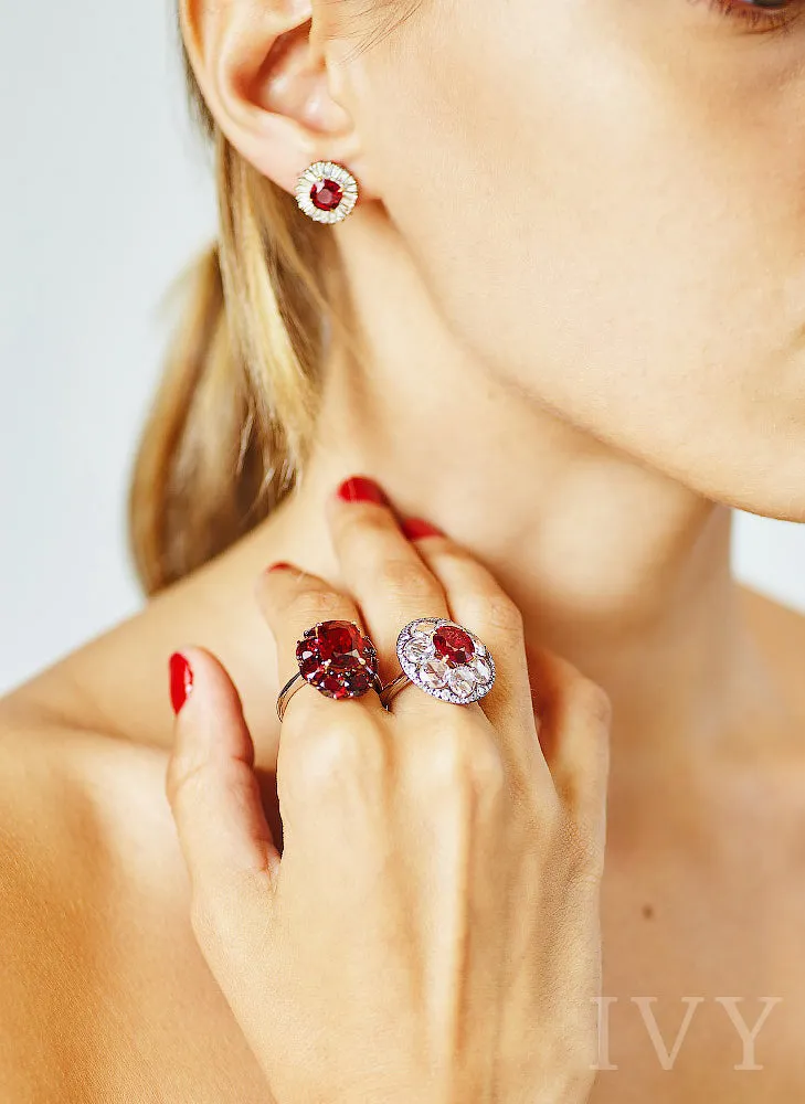 Red Spinel and Diamond Disco Ring