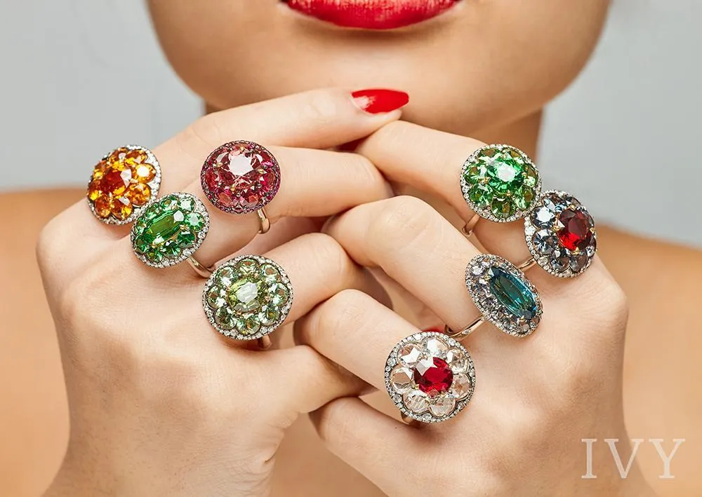 Red Spinel and Diamond Disco Ring
