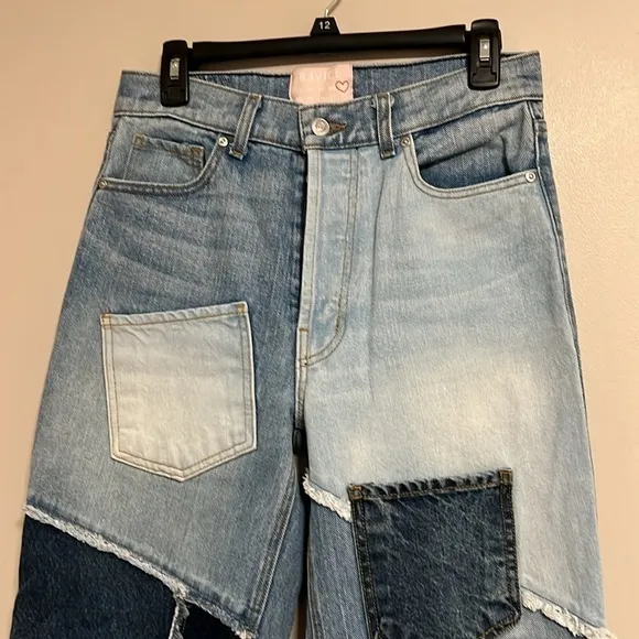 Revice Deconstructed Patchwork Denim Straight-leg High-rise Jeans Women's 27