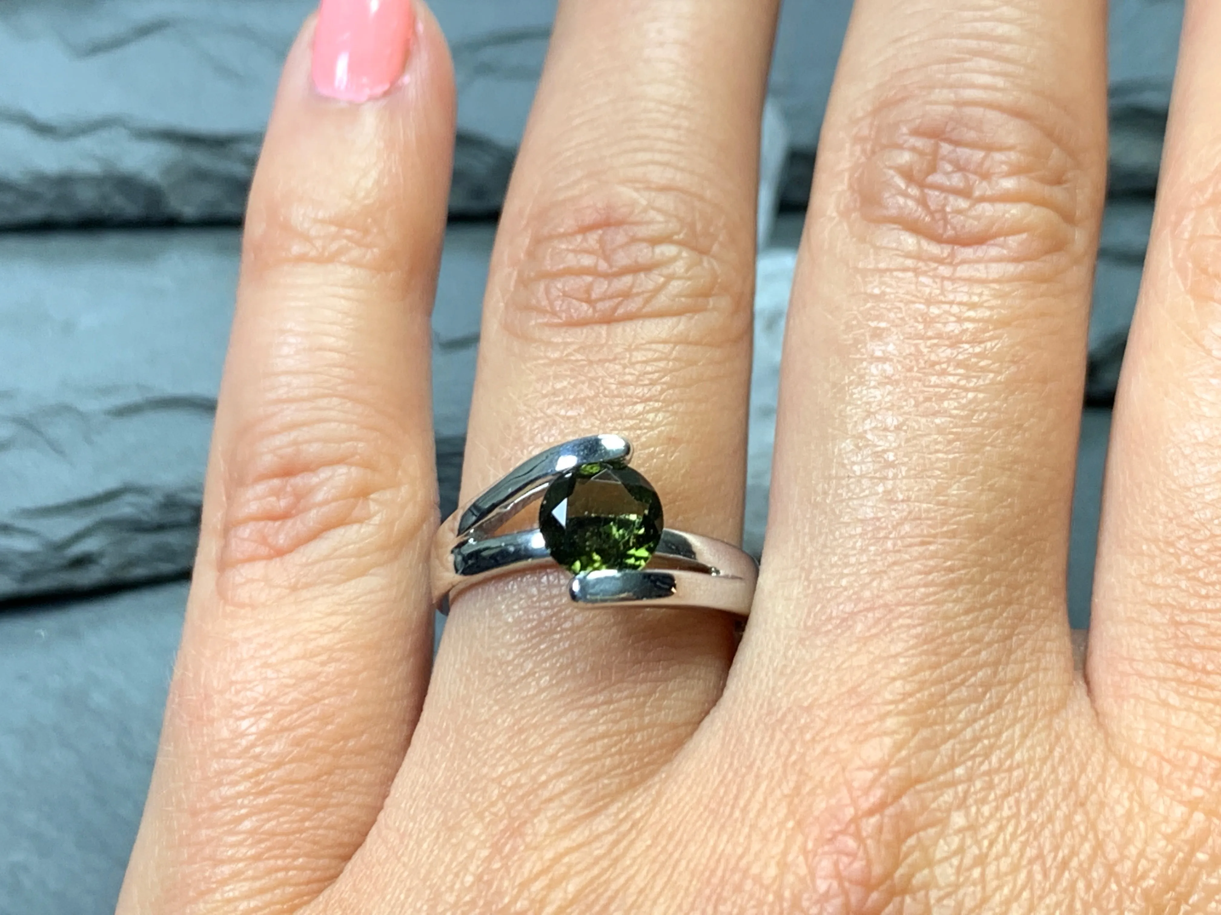 Rhodium plated silver ring/ US