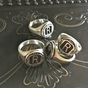 Riff Raff "R" Sterling Silver Signet Ring as worn by Reeve Carney
