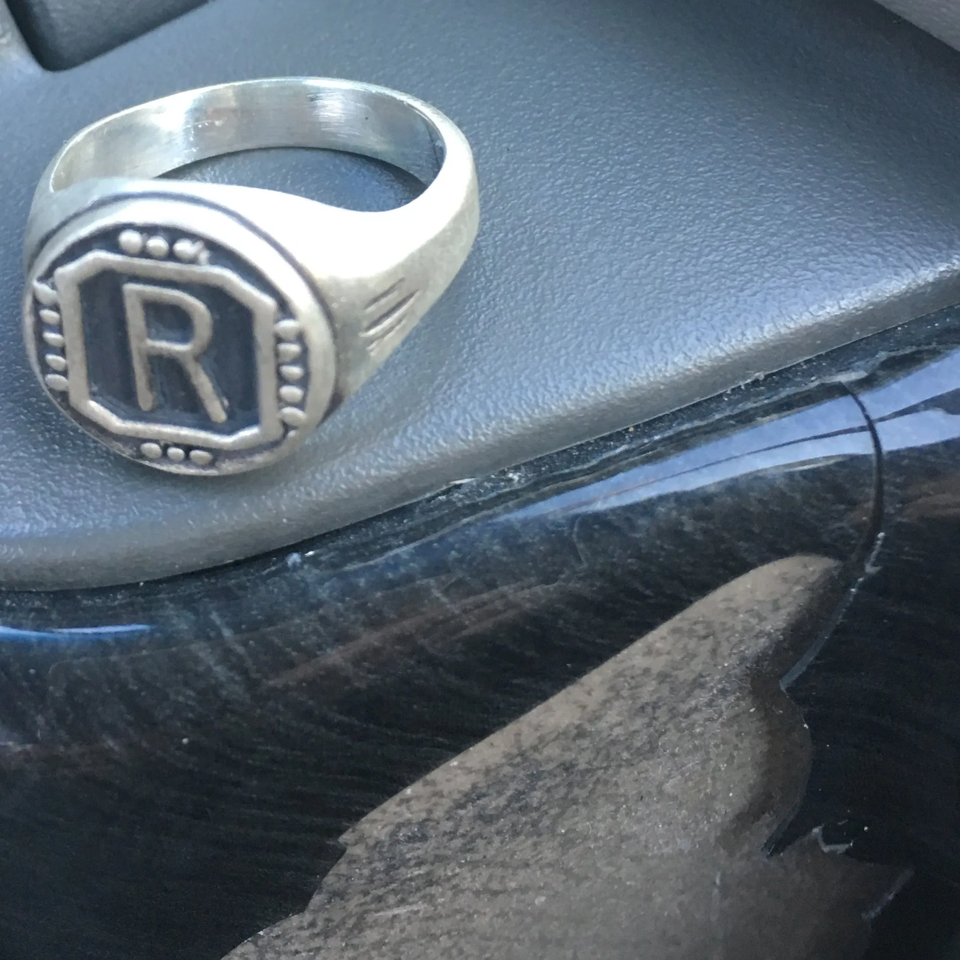 Riff Raff "R" Sterling Silver Signet Ring as worn by Reeve Carney