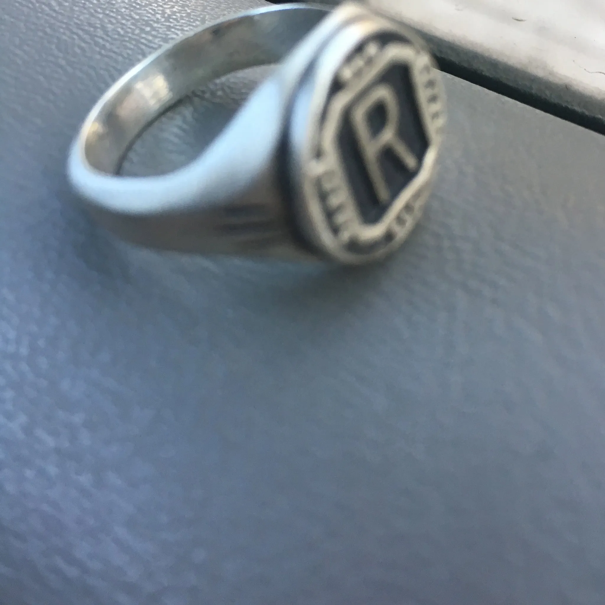 Riff Raff "R" Sterling Silver Signet Ring as worn by Reeve Carney