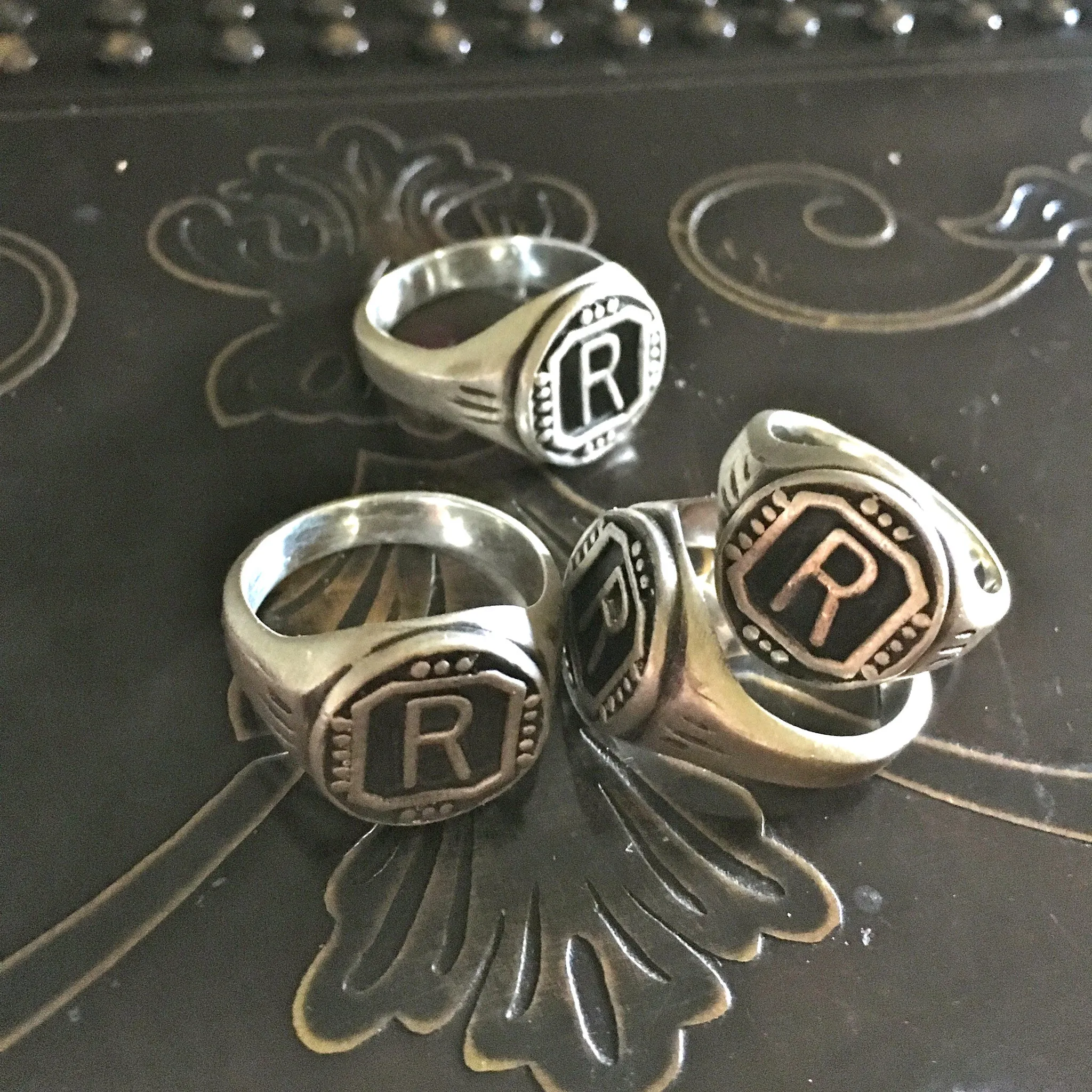 Riff Raff "R" Sterling Silver Signet Ring as worn by Reeve Carney