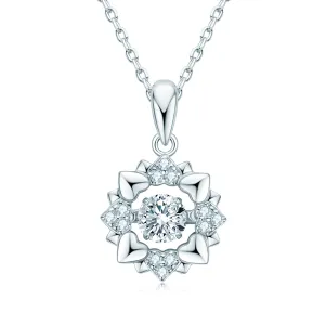 Round Cut 0.5ct Moissanite Heart Halo Dancing Pendant Necklace