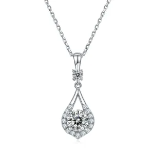 Round Cut 1.0CT Moissanite Pear Shape Pendant Necklace