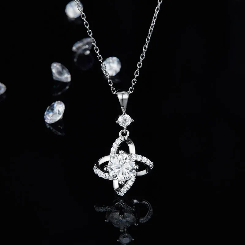 Round Cut 1.0CT Moissanite Windmill Pendant Necklace