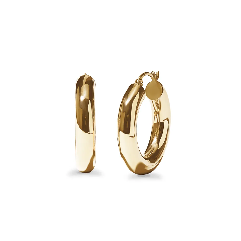 Round Polished Hoop Earrings in 9ct Yellow Gold