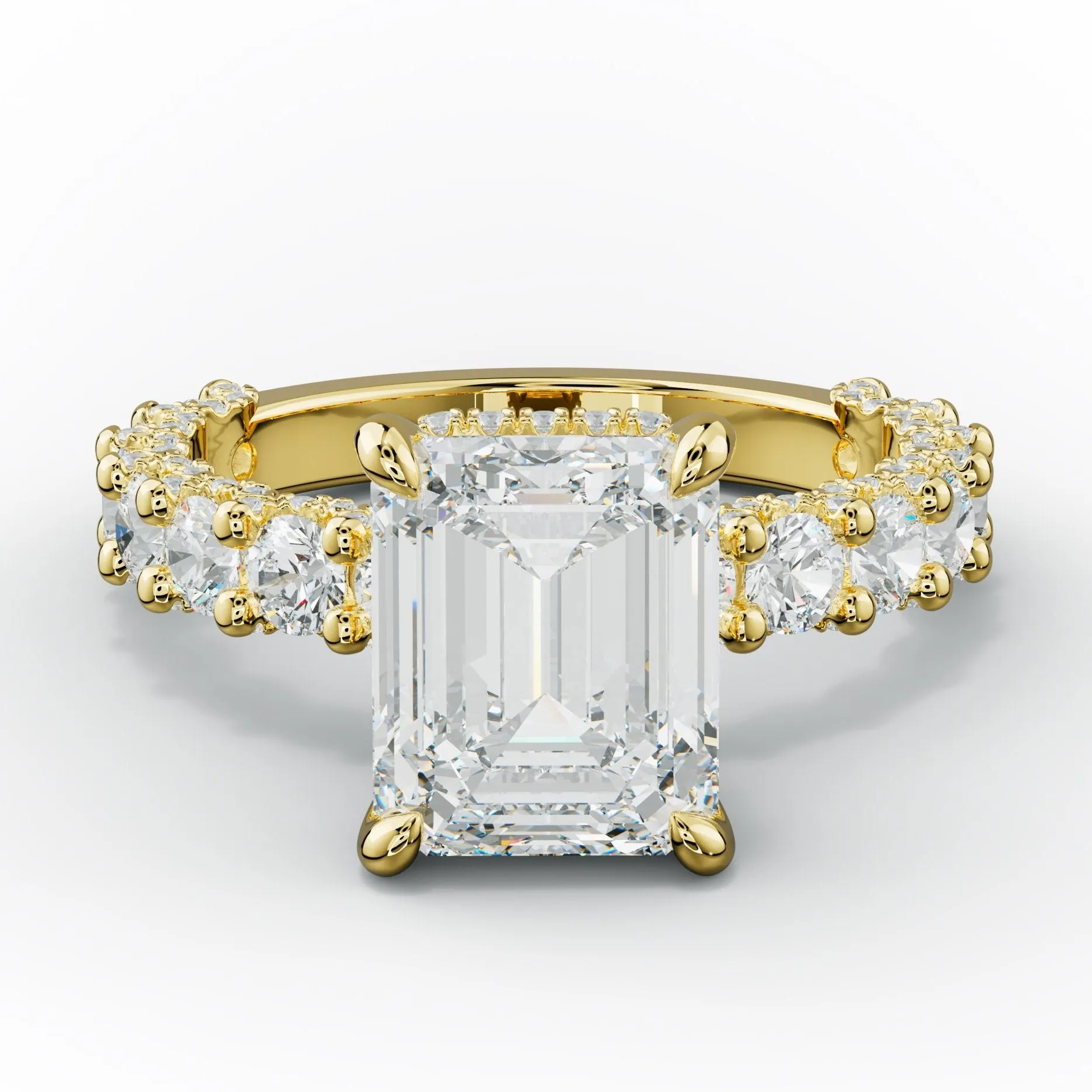 Savannah Emerald Cut Diamond Engagement Ring Accented Side Stones