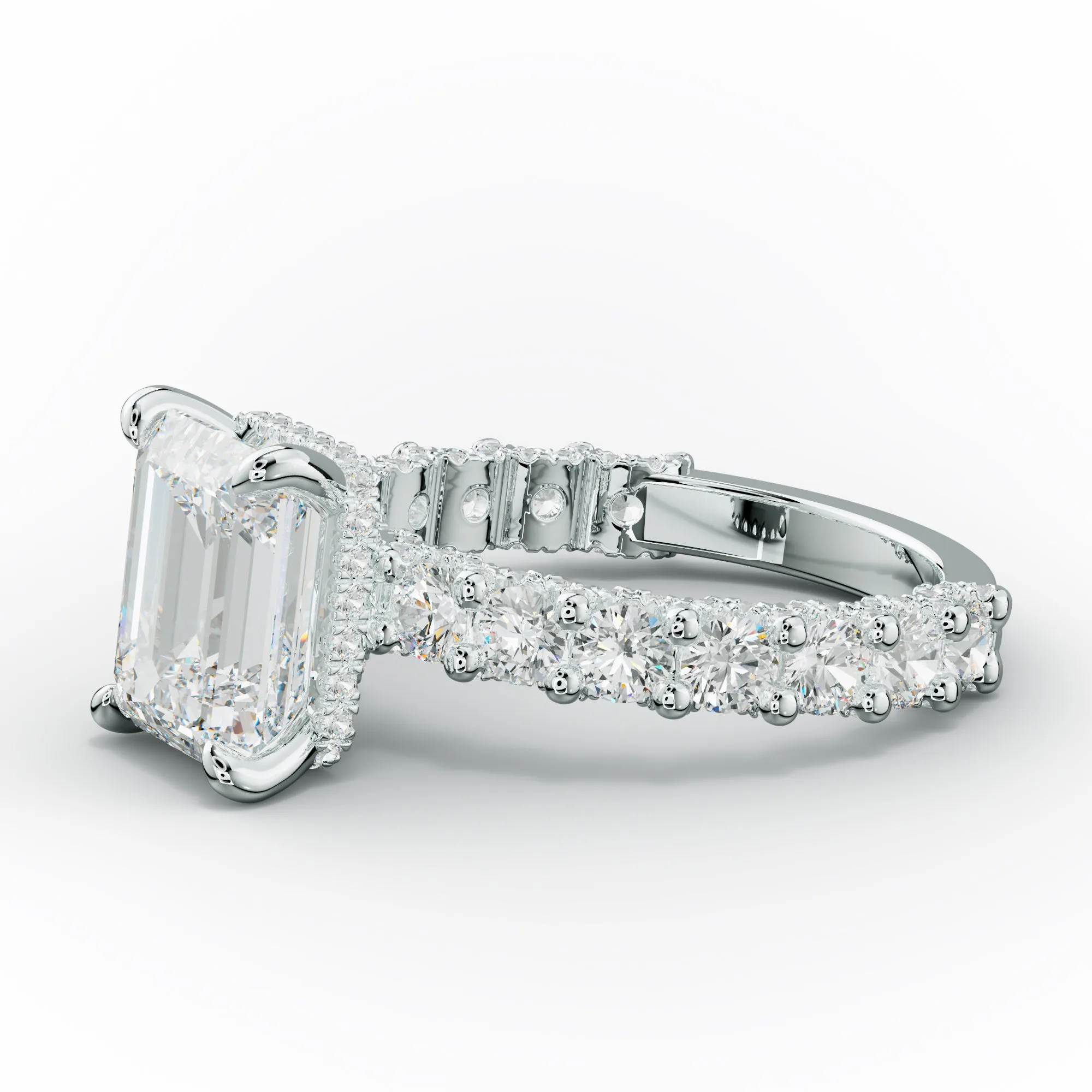 Savannah Emerald Cut Diamond Engagement Ring Accented Side Stones