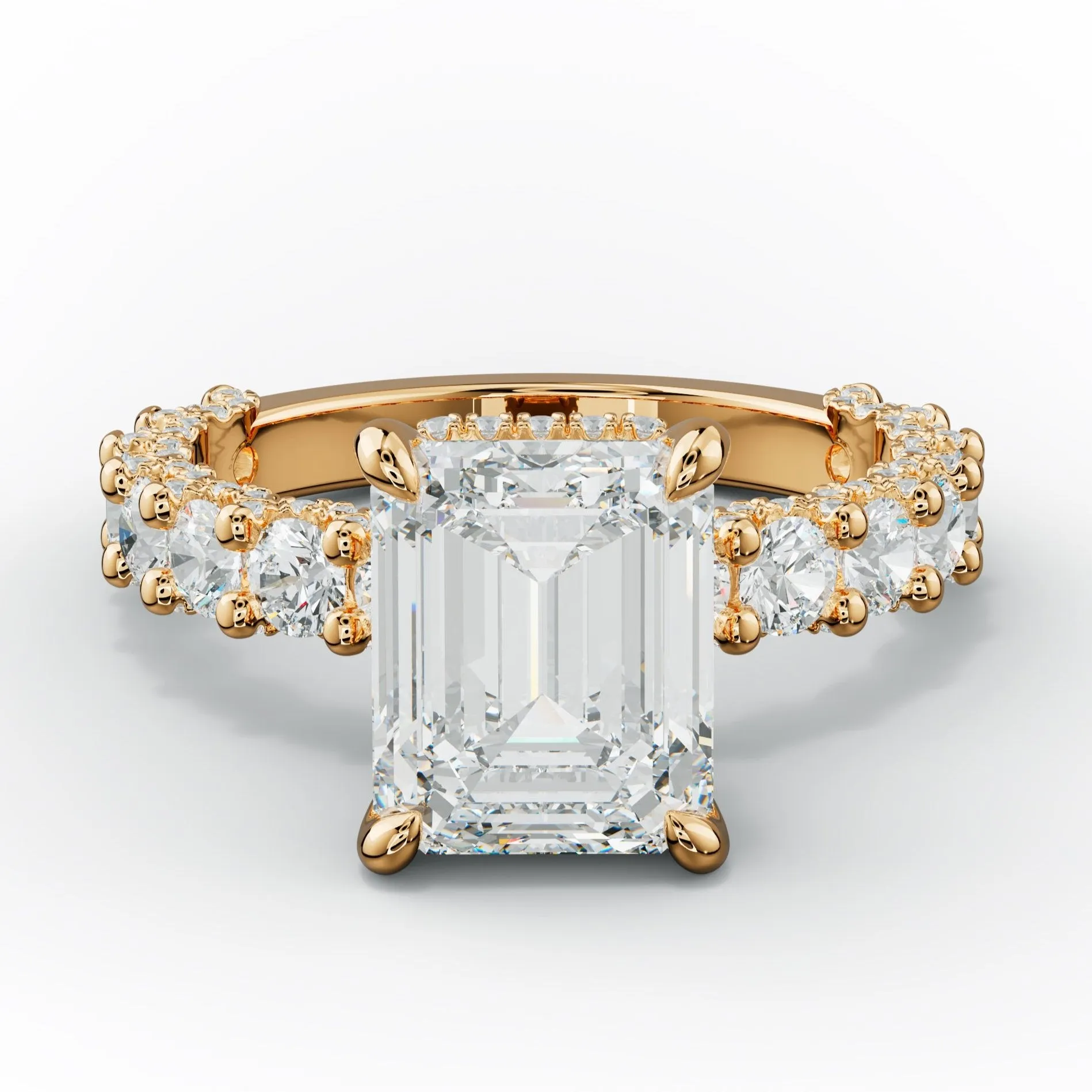 Savannah Emerald Cut Diamond Engagement Ring Accented Side Stones