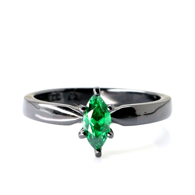 Shadow Forest - Green Marquise Camo Set | 3 pcs Engagement Ring & Wedding Bands Set