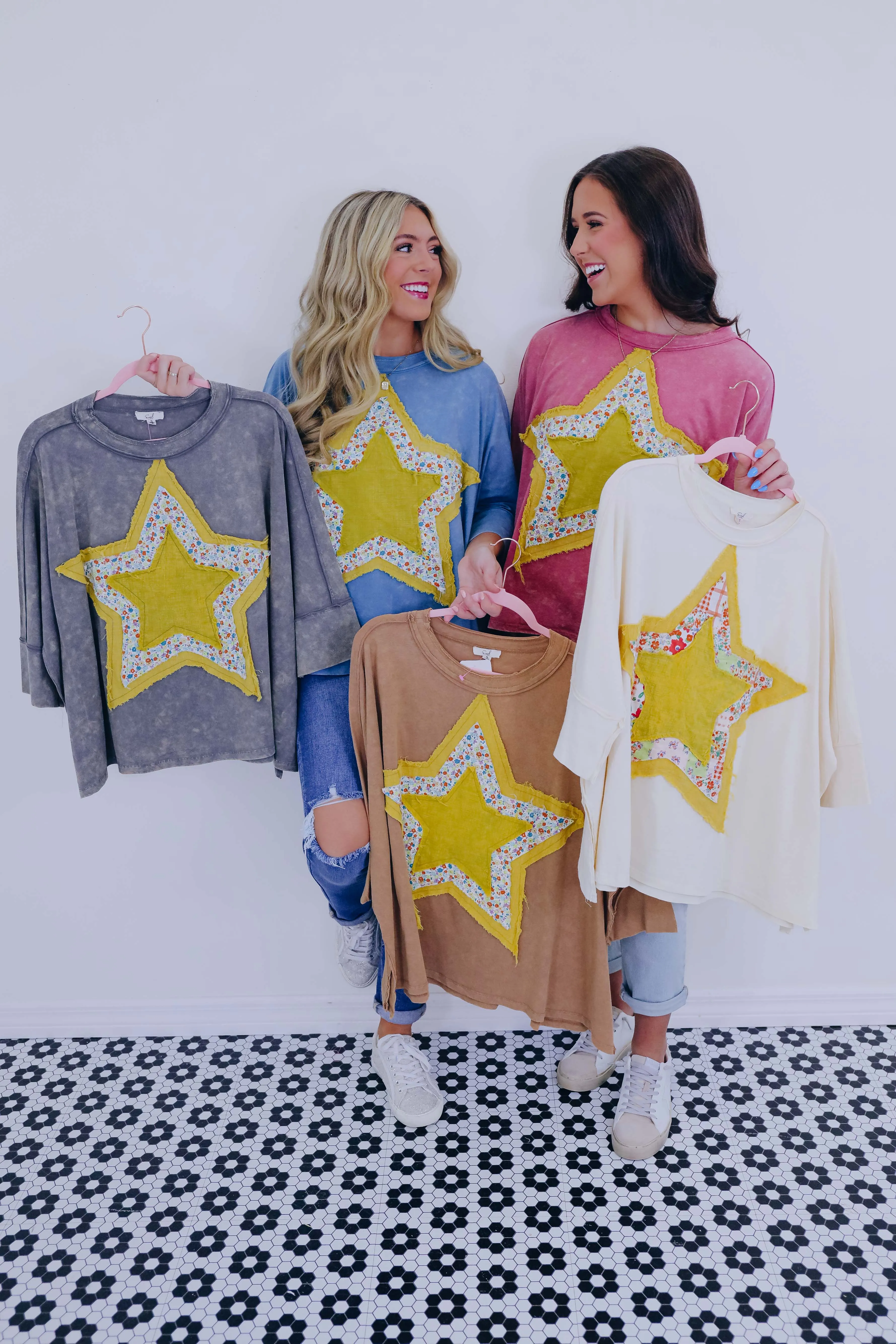 Shine Bright Star Patch Top- 5 Colors