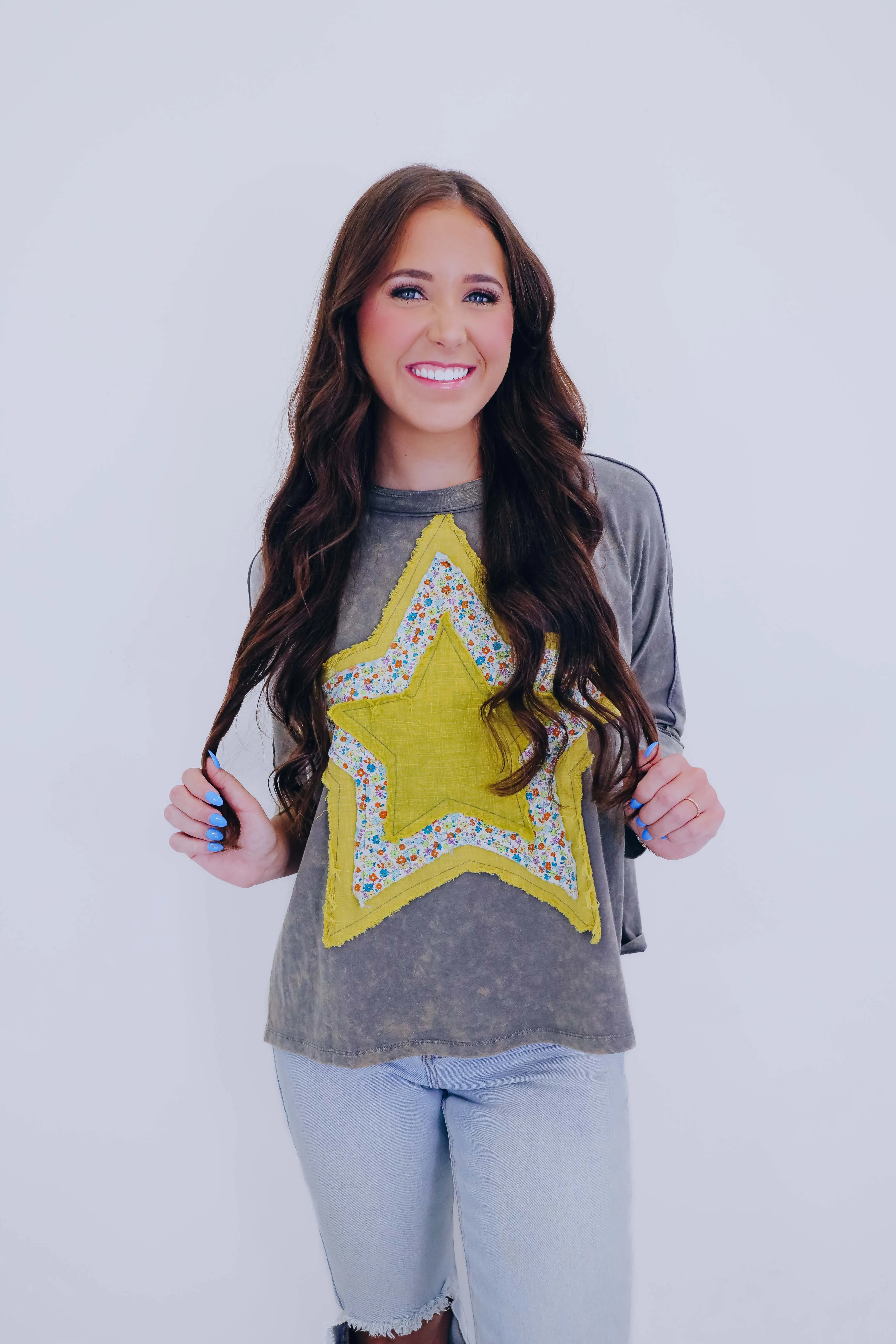 Shine Bright Star Patch Top- 5 Colors