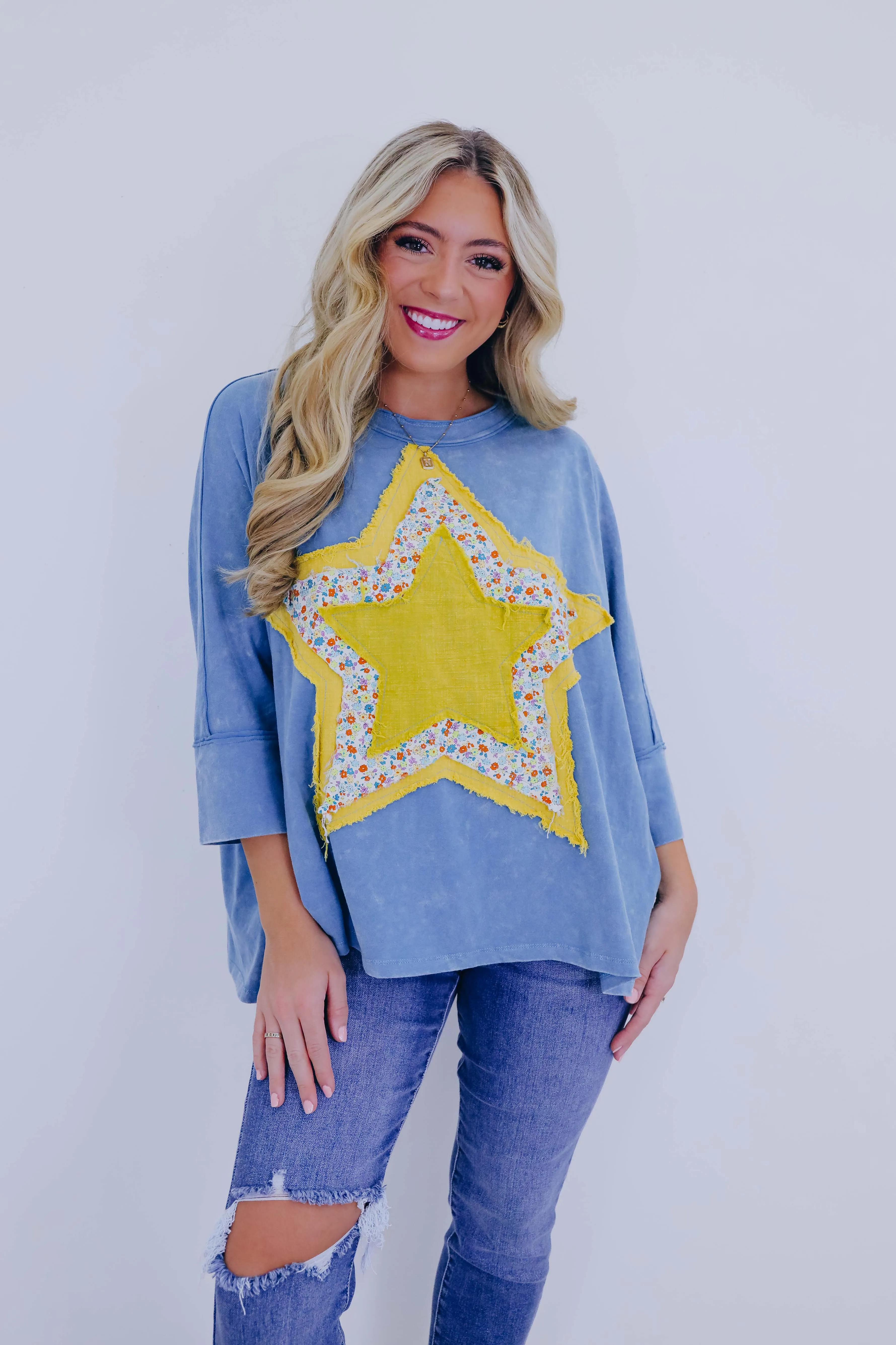Shine Bright Star Patch Top- 5 Colors