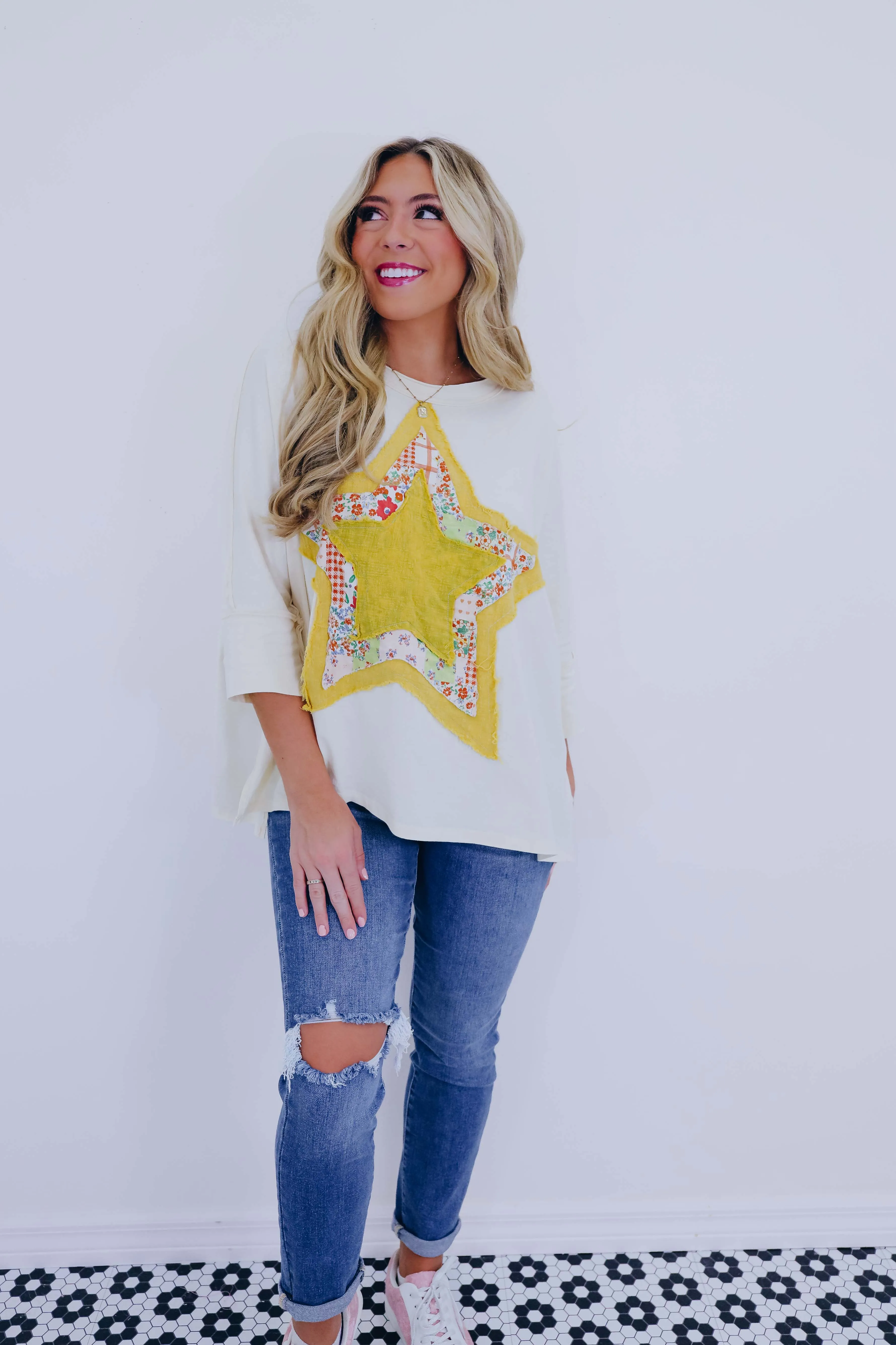 Shine Bright Star Patch Top- 5 Colors