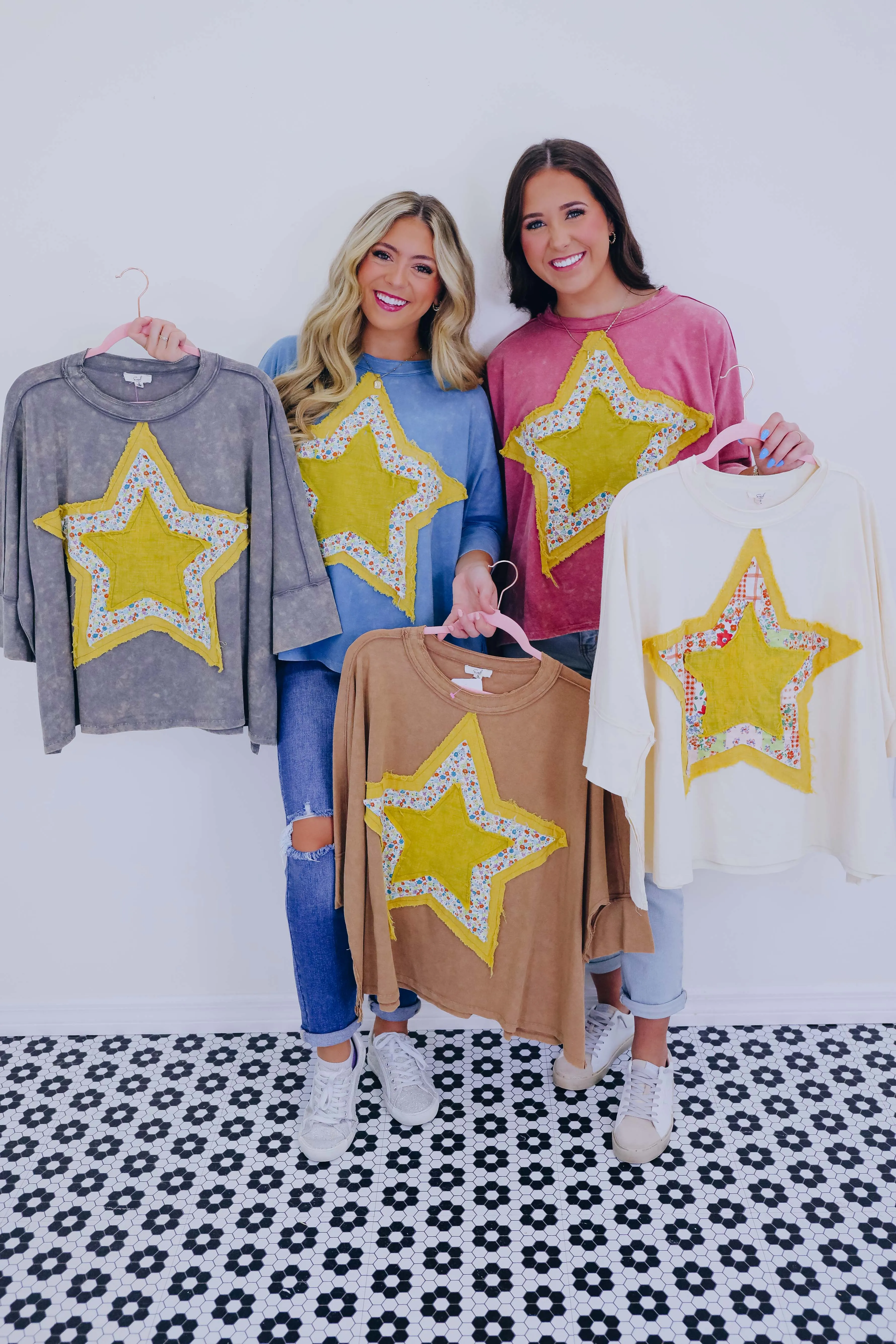 Shine Bright Star Patch Top- 5 Colors