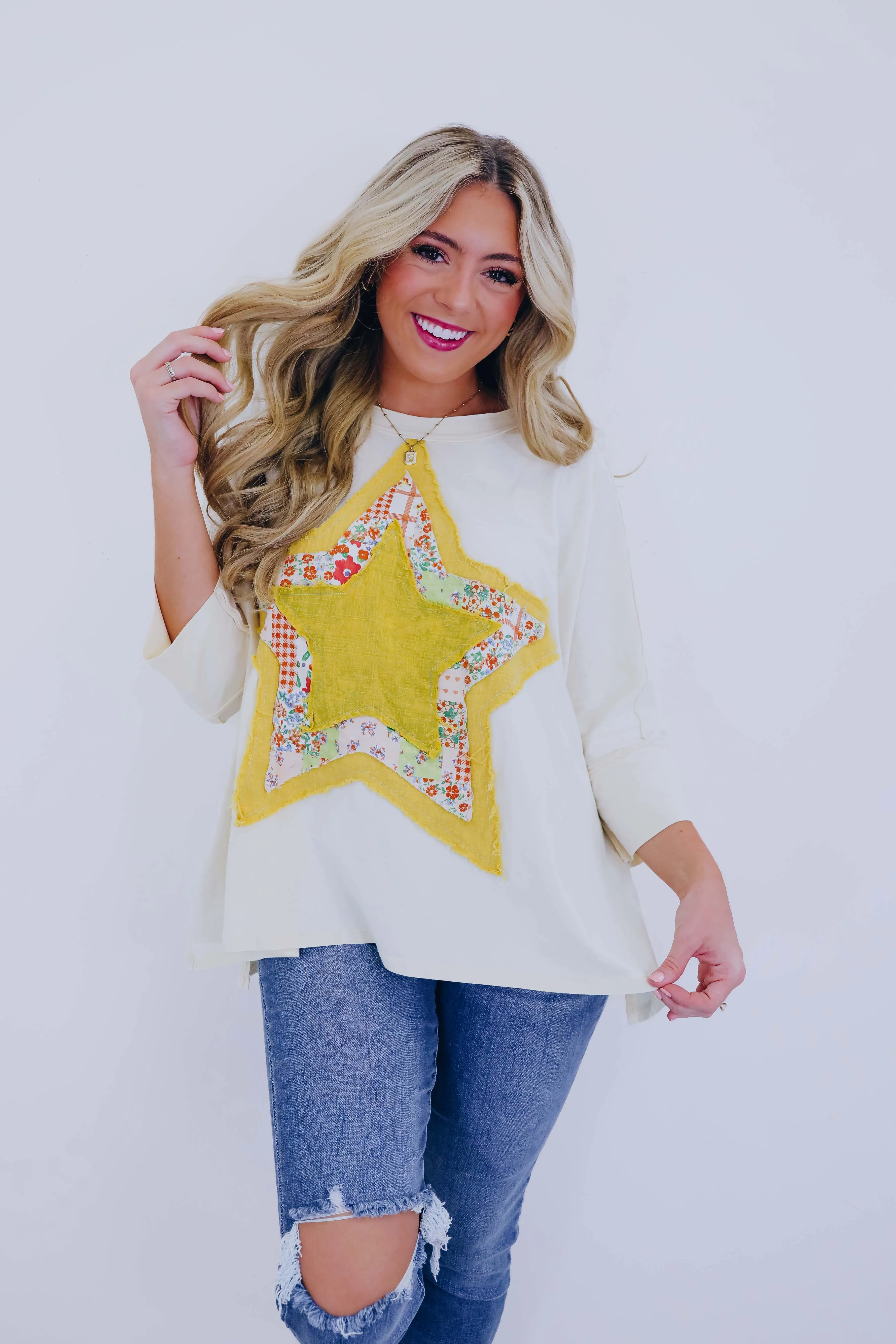 Shine Bright Star Patch Top- 5 Colors