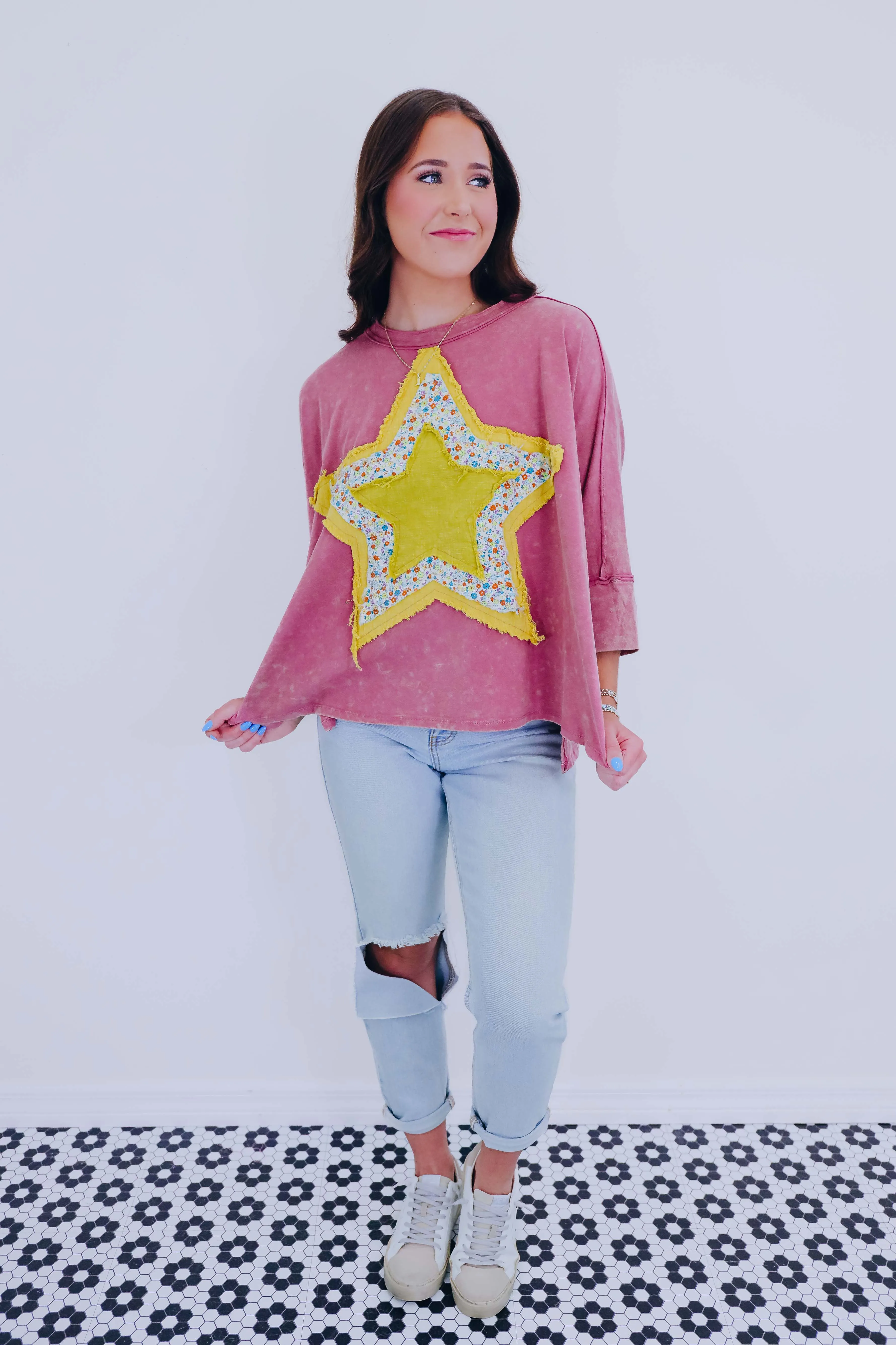 Shine Bright Star Patch Top- 5 Colors