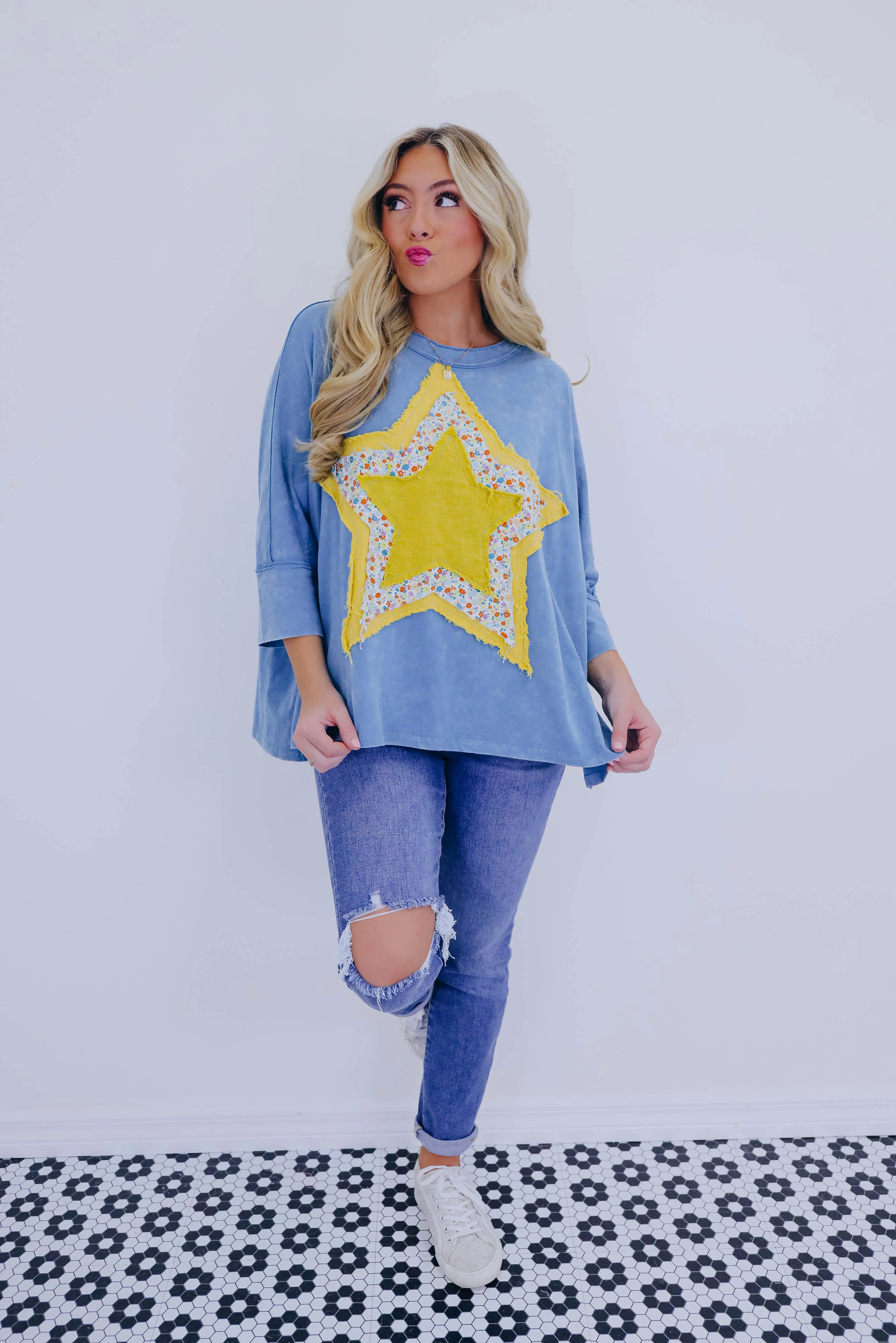 Shine Bright Star Patch Top- 5 Colors